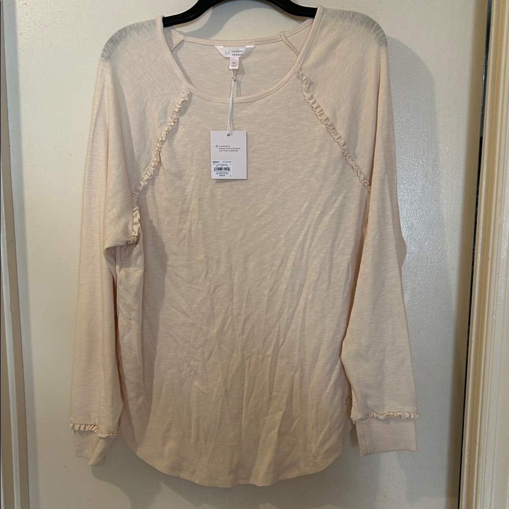 LC Lauren Conrad Cream Long Sleeve Tee